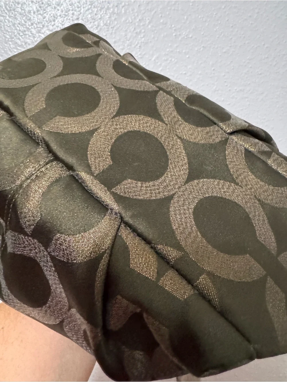 Coach Opt-Art Lurex Brooke Signature Jacquard Chain-Handle in Olive